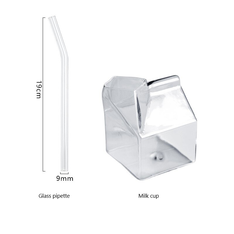 Creatieve Japanse Vierkante Melk Cup Hittebestendig Glas Melk Doos Verse Melk Doos Thuis Ontbijt Cup