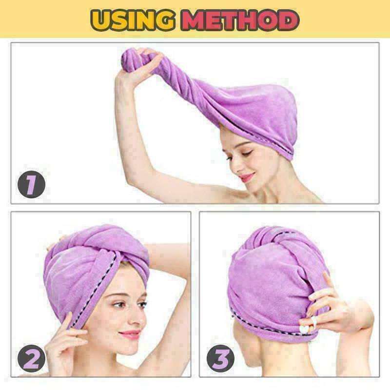 Toalla de secado de pelo de microfibra, turbante para la cabeza, gorro para moño, para la ducha, Color sólido