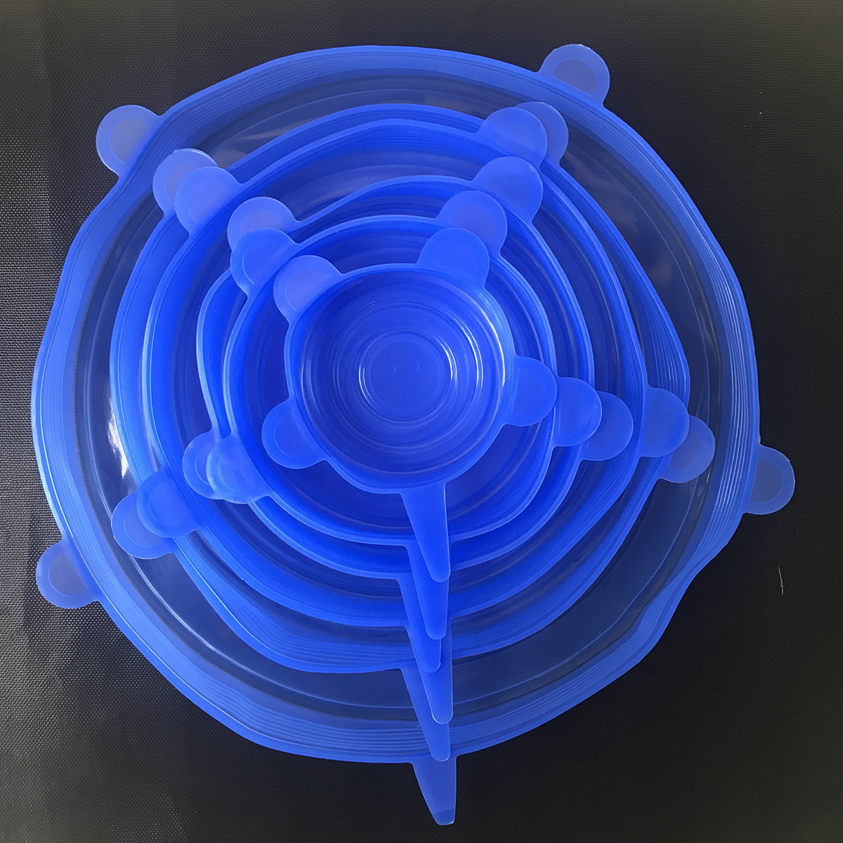 12 stuks elastische siliconen deksels voor kommen, herbruikbare koelkastbekers voor salades, potdeksels voor keukenaccessoires: 6 stuks blauw