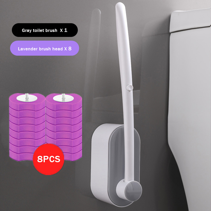 Disposable Toilet Brush Holder Plastic Toilet Bowl Cleaner Brush Without Dead Angle Wall Mounted Cleaner Bathroom Hardware: Red