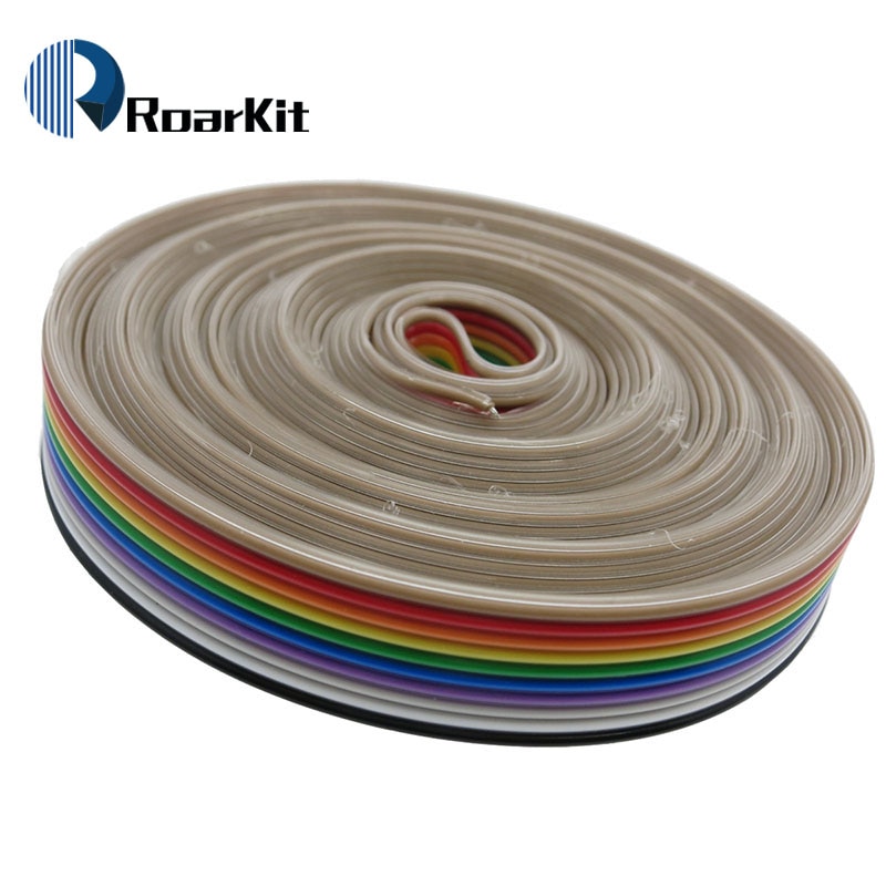 1 meter Spacing Pitch10 WAY 10P Flat Color Rainbow Ribbon Cable Wiring Wire For PCB DIY 10 Way Pin
