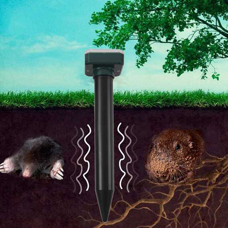 Mole Repellent 4 Pack Ultrasonic Animal Repellent Solar Powered Gopher & Vole Chaser Humane Rodent Repellent