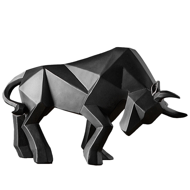 Harpiks geometrisk bison okse skulptur abstrakt okse statue kontor dekorasjon hjem kunst dyr håndverk ornament tilbehør låve
