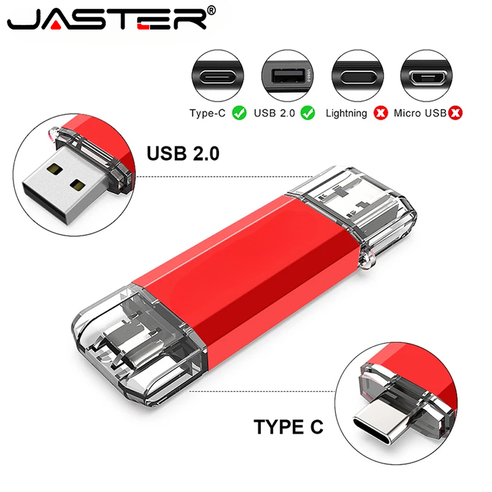 Pendrive USB 2.0 typu C 128 GB, pamięć USB 2 w 1, karta pamięci 64 GB, 32 GB, 16 GB, szybki, wielofunkcyjny dysk U do smartfonów