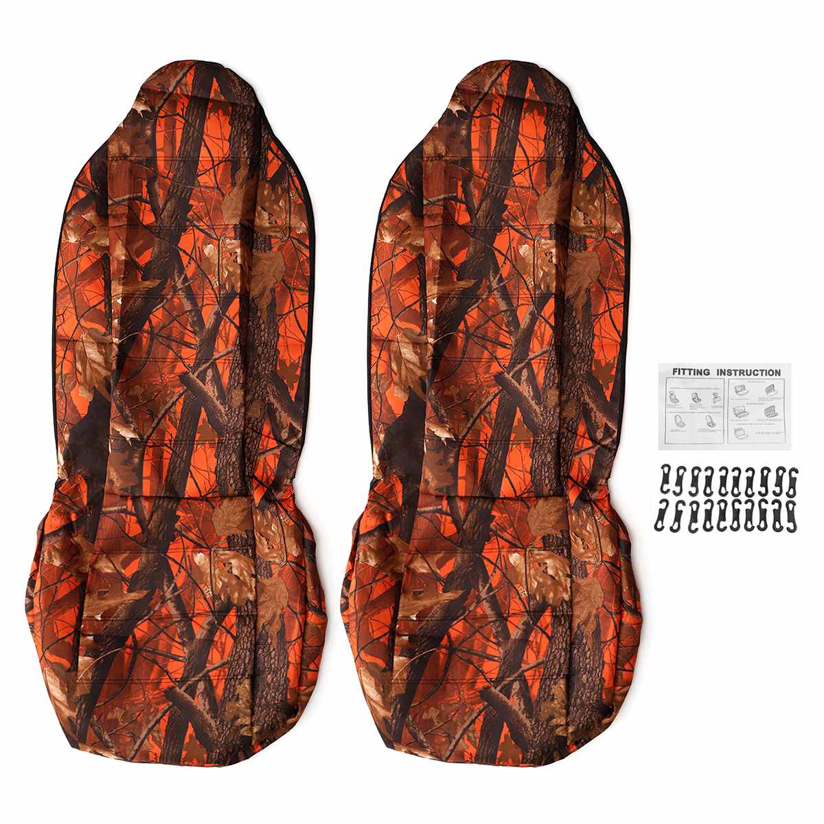 2 Stuks Auto Seat Cover Set Camo Camouflage Stof Voor-en Back Protector Fit Voor Jeep Pickup Truck Suv Meest auto: Oranje