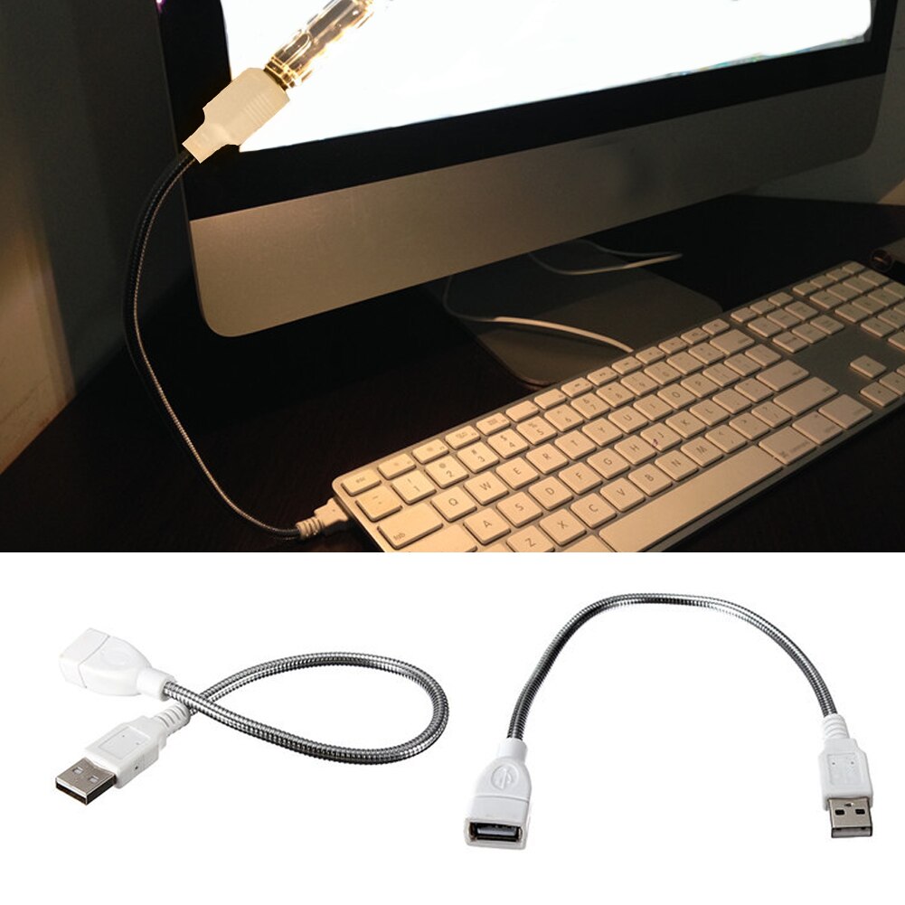 Ible Date Cable 35cm USB 2.0 A Male to Female Extension Gooseneck Metal Stand Cable for mobile power laptop PC