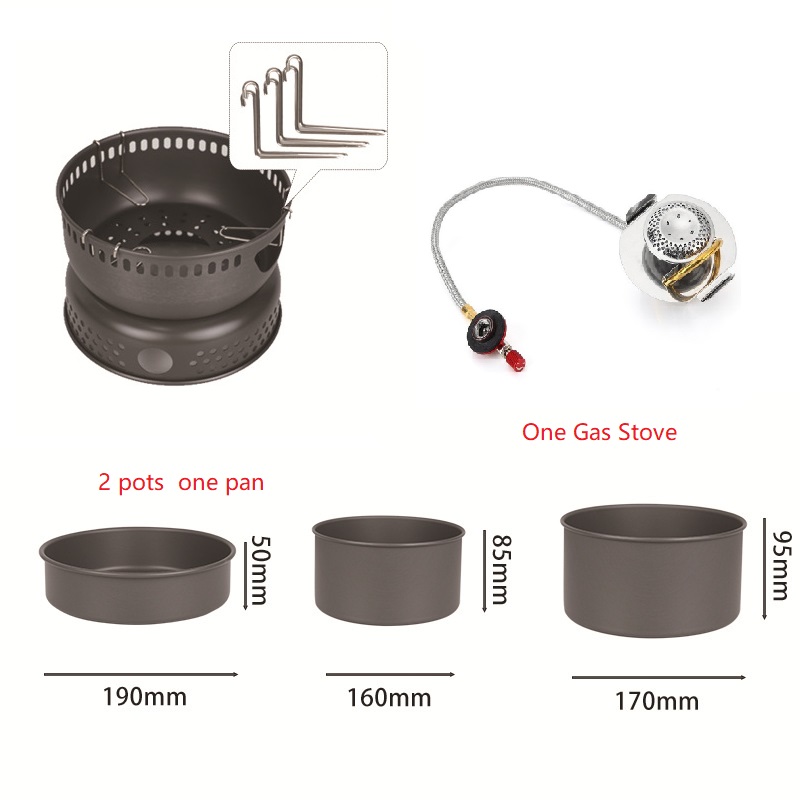 Juego combinado de utensilios de cocina para estufa de Camping BL100-Q1xb, olla de cocina, sartén: Blanco