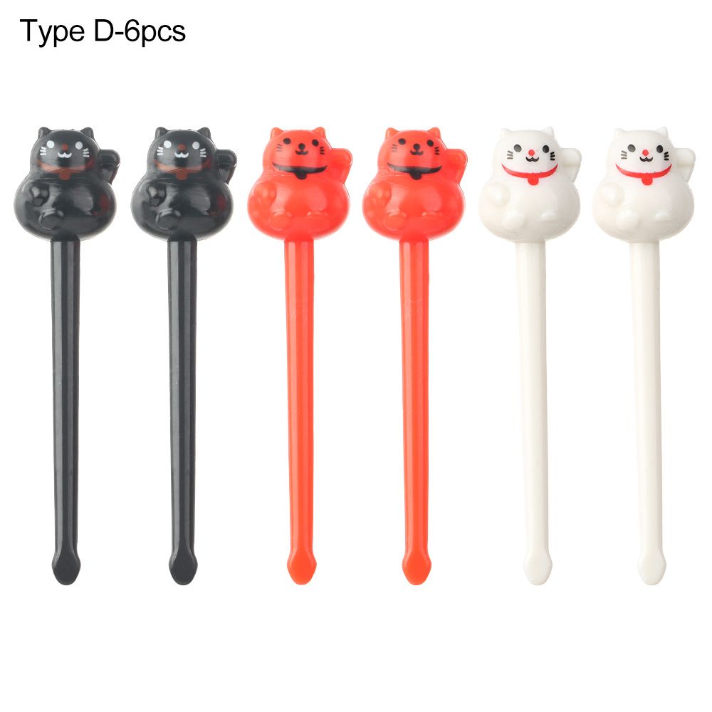 6-10Pcs Mini Animal Farm Cartoon Food Picks Children Snack Cake Dessert Food Fruit Forks Lunch Bento Accessories Party Decor: Type D-6pcs