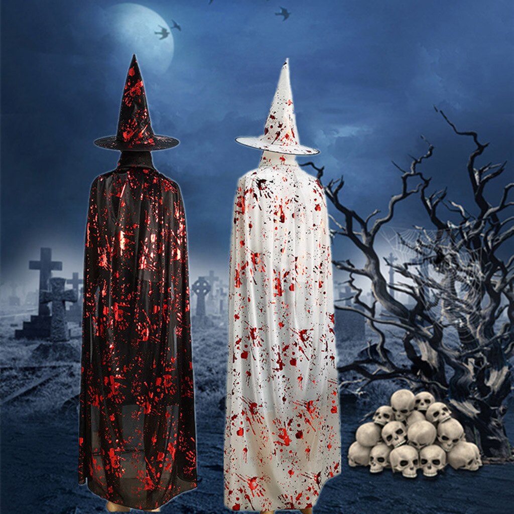Unisex halloween kostumer mantel halloween fest utklädd cosplay mantel och hatt läskig kostym disfraces de halloween läskiga kostumer