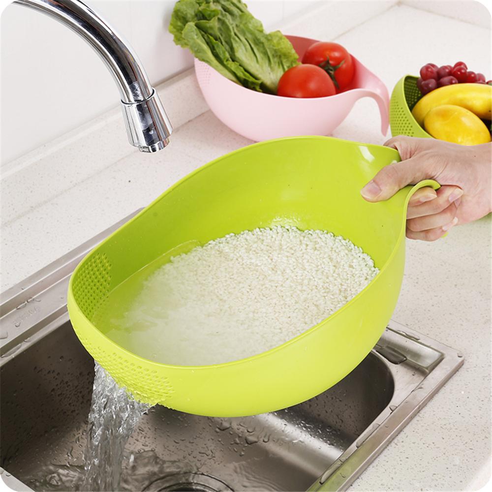 Thickened Handles Cleaning Rice Utensils Kitchen Fruit Vegetable Drain Basket 35FP24