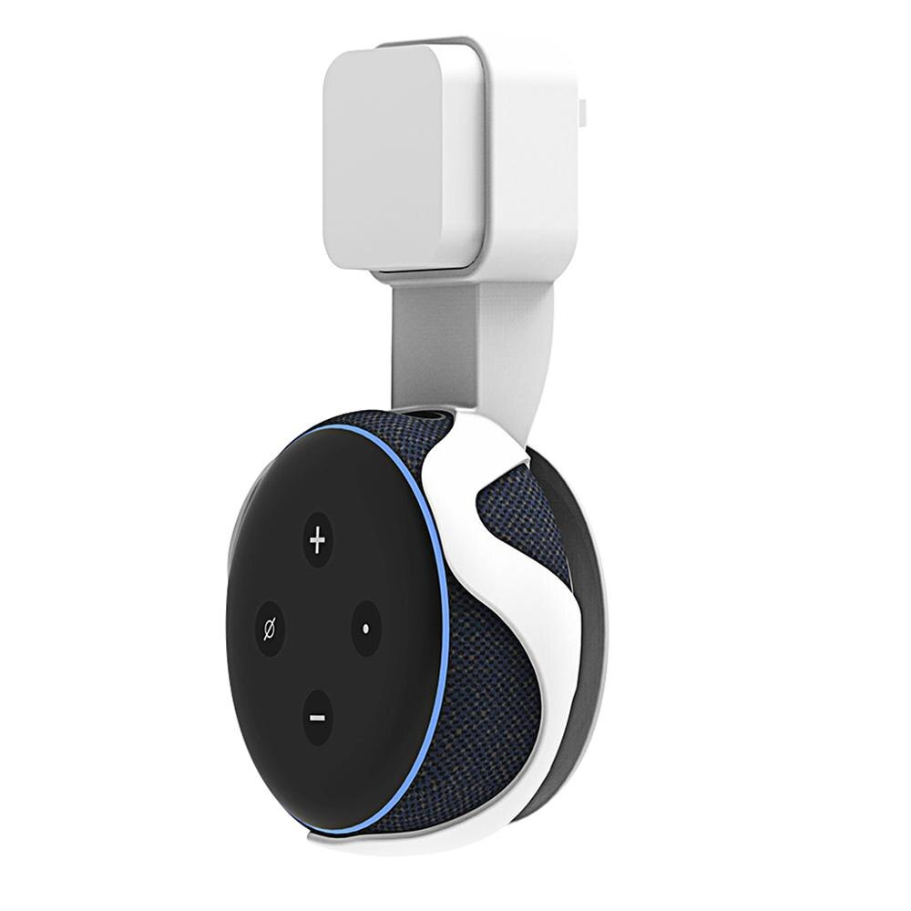 Outlet Wall Mount Holder Space Saving Stand Bracket Assistants Accessories For Echo Dot 3 Smart Speaker With Cord Arrangement: White