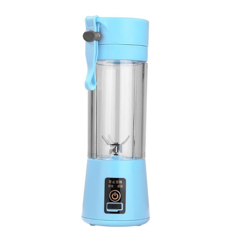 380ml USB Rechargeable Blender Mixer Portable Mini Juicer Juice Machine Smoothie Maker Household Small Juice Extractor: Blue With 4 Blades