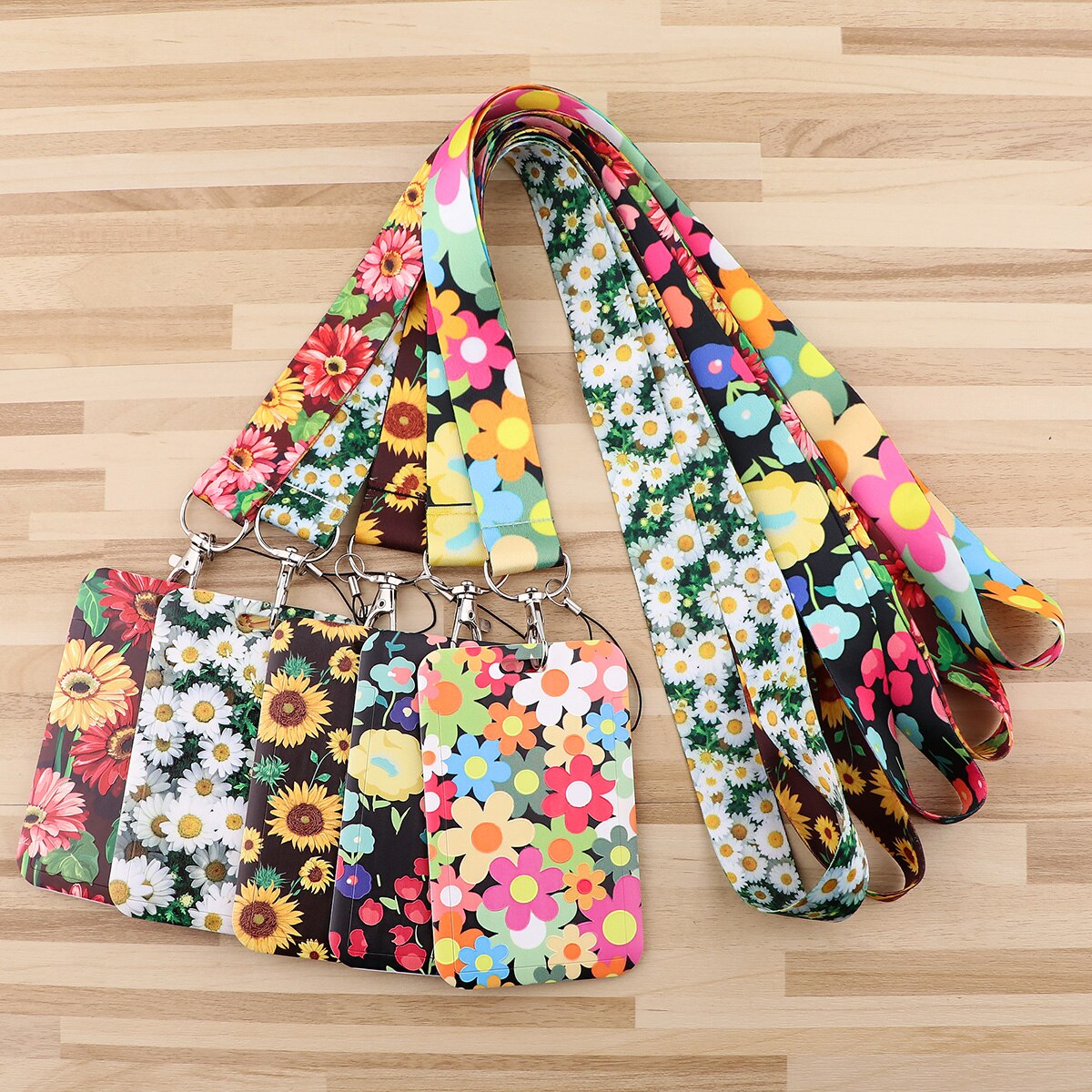 ER1823 Daisy Sunflower Lanyard Card ID Holder Car KeyChain ID Card Pass Gym Phone Badge Key Ring Holder Jewelry