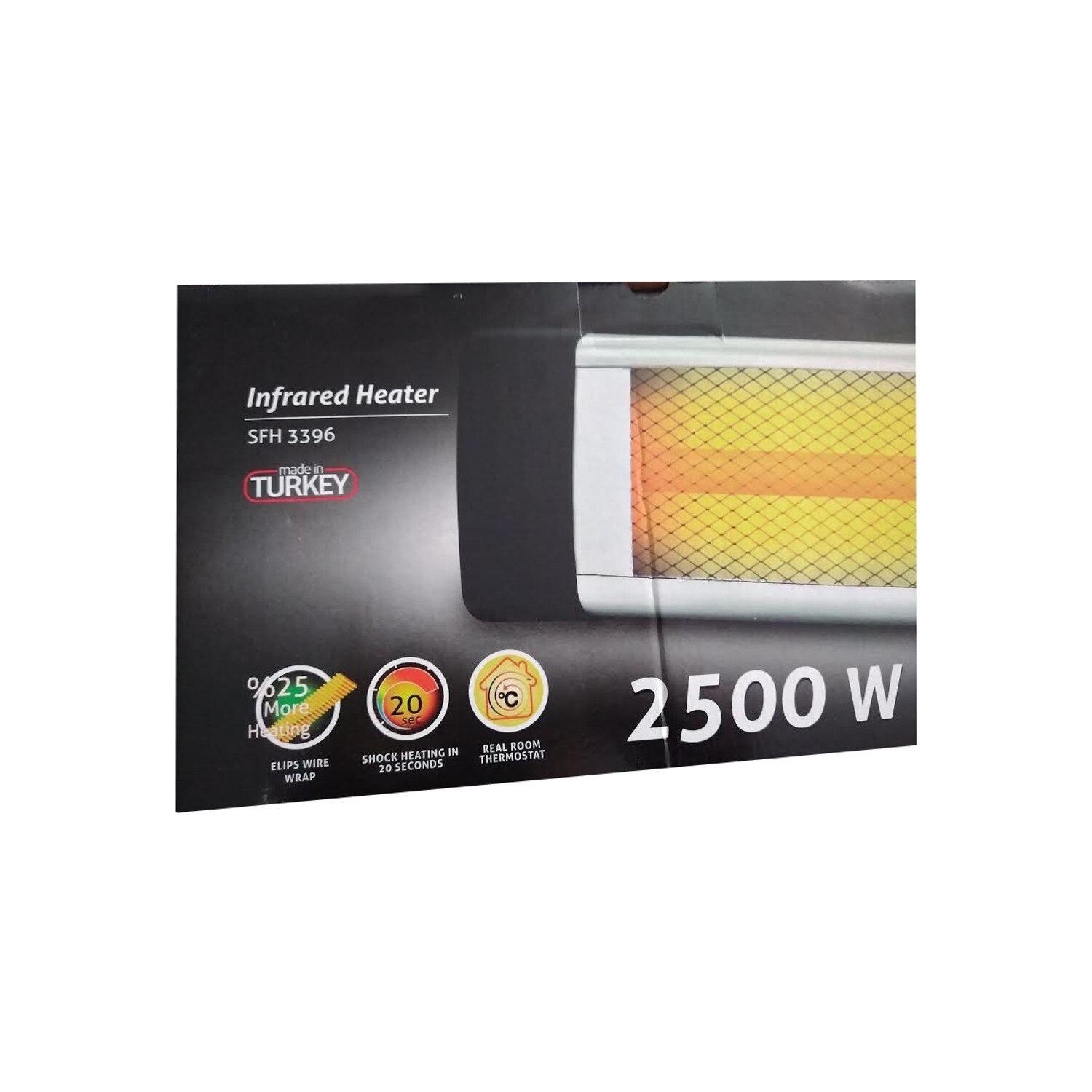 Sinbo SFH 3396 Wall Mounted Infrared Heater 2500 Watt ayarlana knows thermostat 25 square meters area effect temperature effect