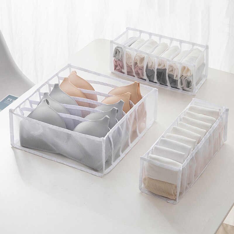 3Pcs/Set Foldable Underwear Bra Organizer Storage Box Drawer Closet Organizers Divider Boxes Bedroom Wardrobe Closet Organizer: white-1set (3pcs)