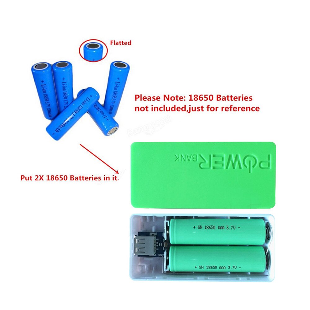5600mAh 2X 18650 USB Battery Charger Case For iPhone Sumsang Portable DIY Power Bank Case Box 1