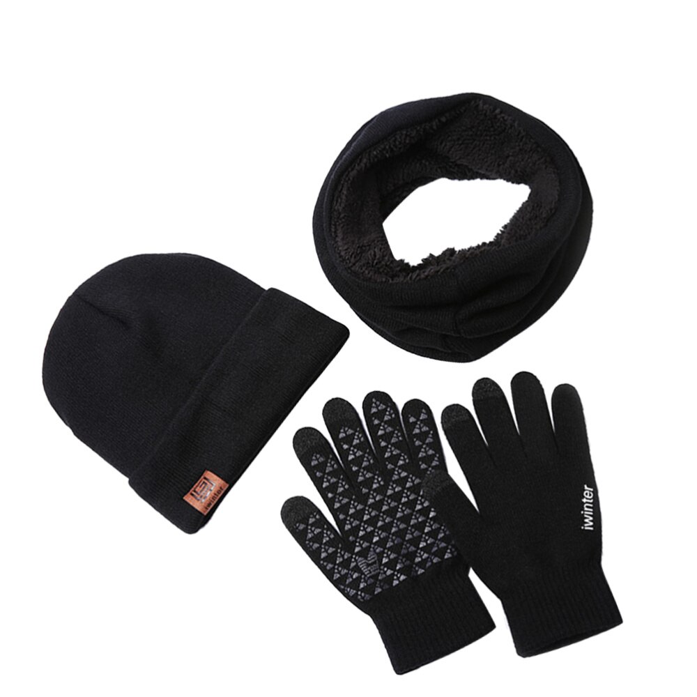 3 Stuks Handschoenen Set Praktische Warme Comfortabele Duurzaam Witter Wanten Zachte Sjaal Winter Handschoen Voor Man Vrouw: Default Title