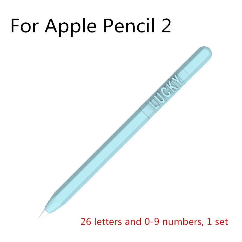 Cute Candy Color Silicone Pencil Case For Apple Pencil 2/1 For iPad Tablet Touch Pen Funny DIY Letter Number Protective Cover: WS265-2-6