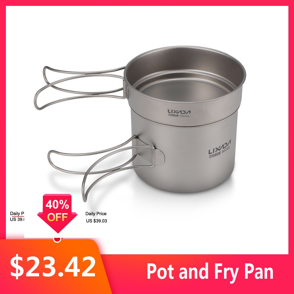 Lixada Outdoor Titanium Cup Mug Pots Portable Cup Mug Camping Picnic Water Cup Hanging Pot Tableware Coffee Tea Camping Hiking