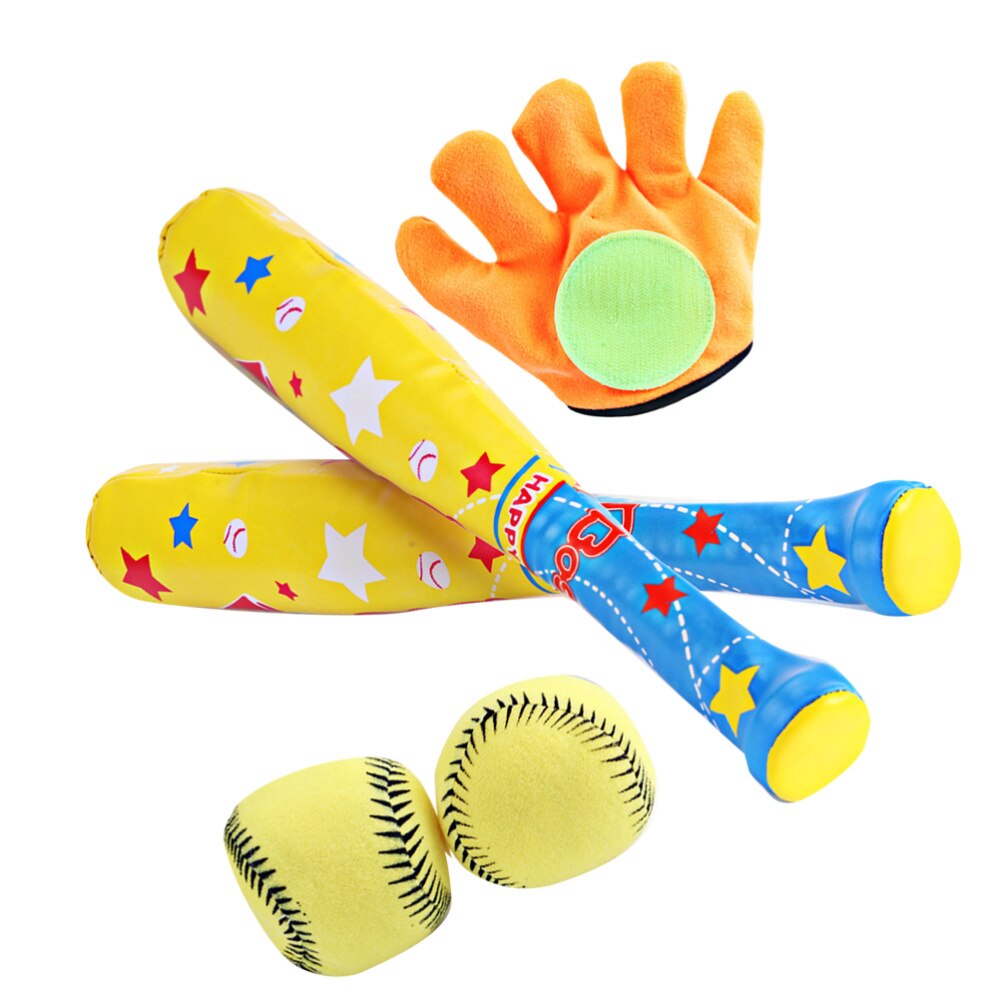 Kit de béisbol ABS para niños y niñas, 1 Set/4 Uds., para deportes al aire libre (1 bate, 1 Aro y guante de bucle, 2 uds.)