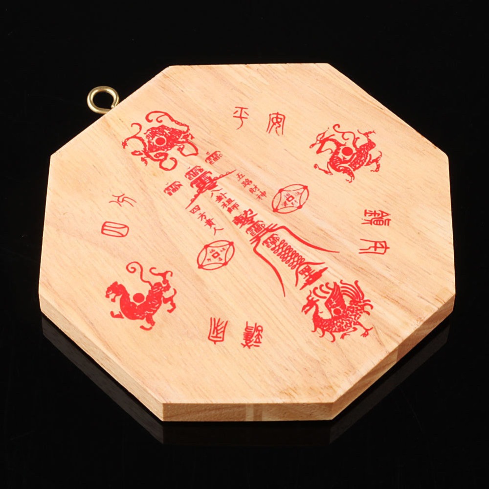 Kinesisk kultur taoistisk feng shui fersken træ bagua konvekse spejle onde ånd talisman mahogni pakua 4 tommer spejl boligindretning