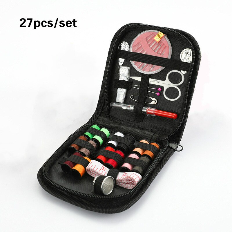 Sewing Kits DIY Multi-function Sewing Box Set for Hand Quilting Stitching Embroidery Thread Sewing Accessories 27/86/98Pcs: black  27Pcs