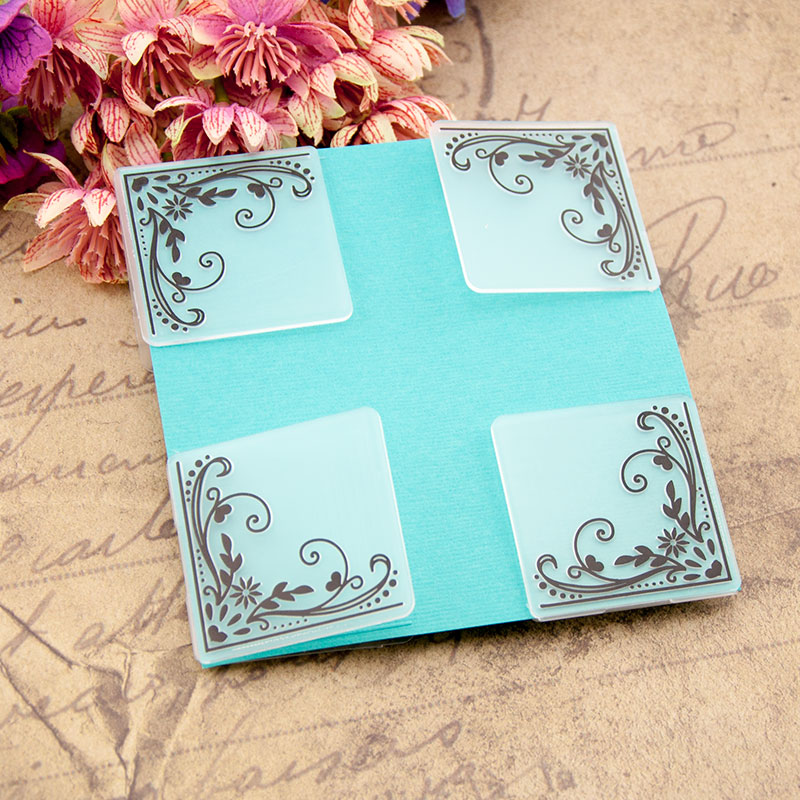 Carpeta de corte de esquina de flores y relieve, plantilla de plástico para manualidades, fabricación de tarjetas, tarjetas de papel, álbum, decoración de boda, 5x5 Cm