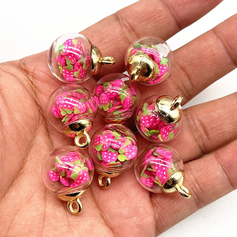 10pcs 16mm Colorful Transparent Ball Glass Polymer Clay Charms Pendant Find Hair Accessories Jewelry Charms Earring: 01