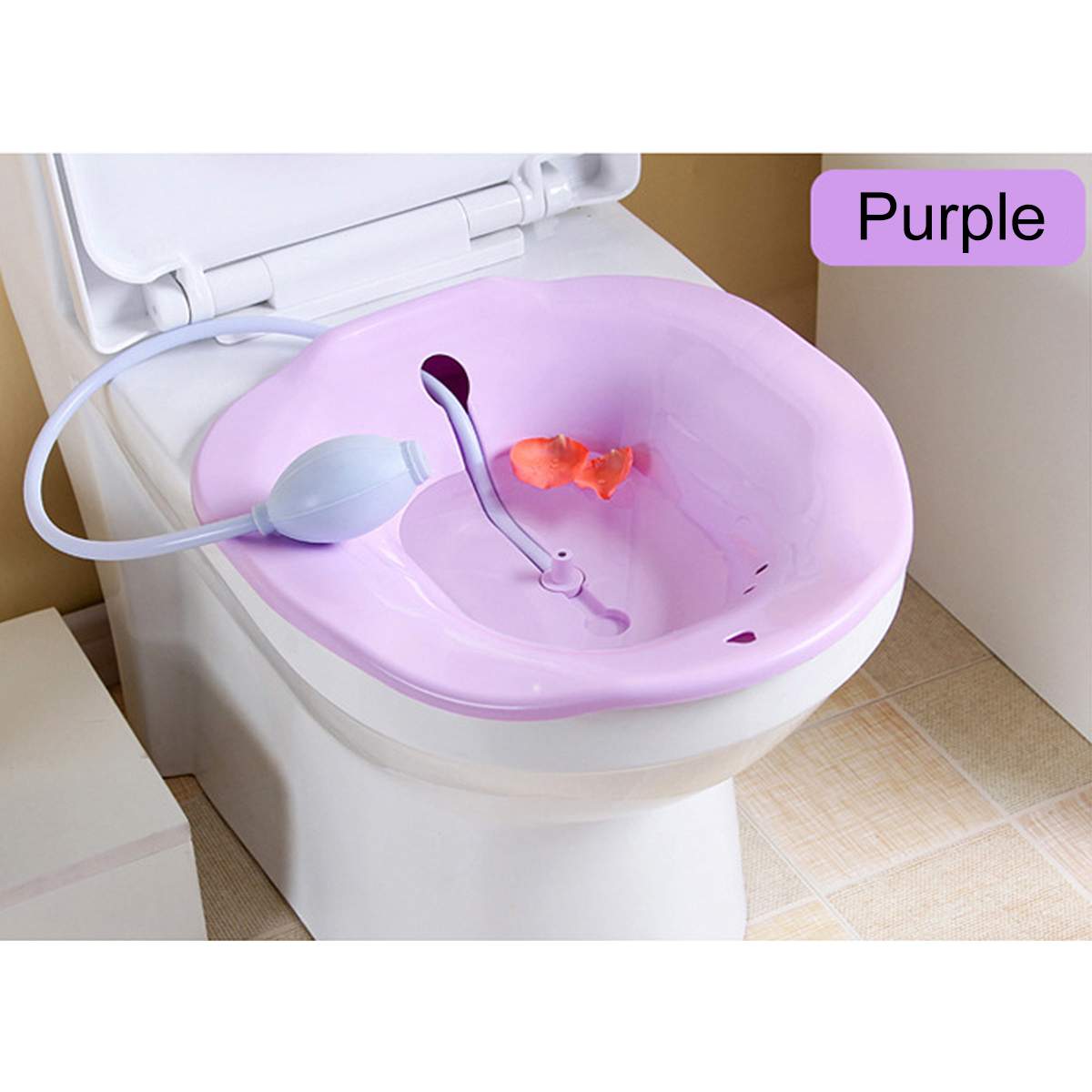 Bærbar 2.5l bidet sitz badekar babysygeplejeboks kit postpartum hæmorroide vaskesprøjte på toilet: Lilla