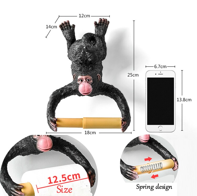 European style bathroom monkey tissue holder Roll holder Toilet paper holder Resin waterproof paper holder wall hanging funny