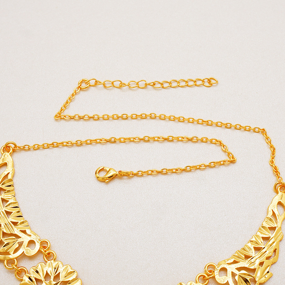 Joyería india de lujo, pendientes, collar, juegos de joyas para mujer, Color dorado de Dubái, de nupcial de boda árabe africano