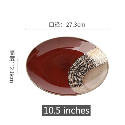 Retro Ceramic tableware dinner plate retro tableware western-style steak Cake fruit bread plate household dish sets: 10.5 inches plate