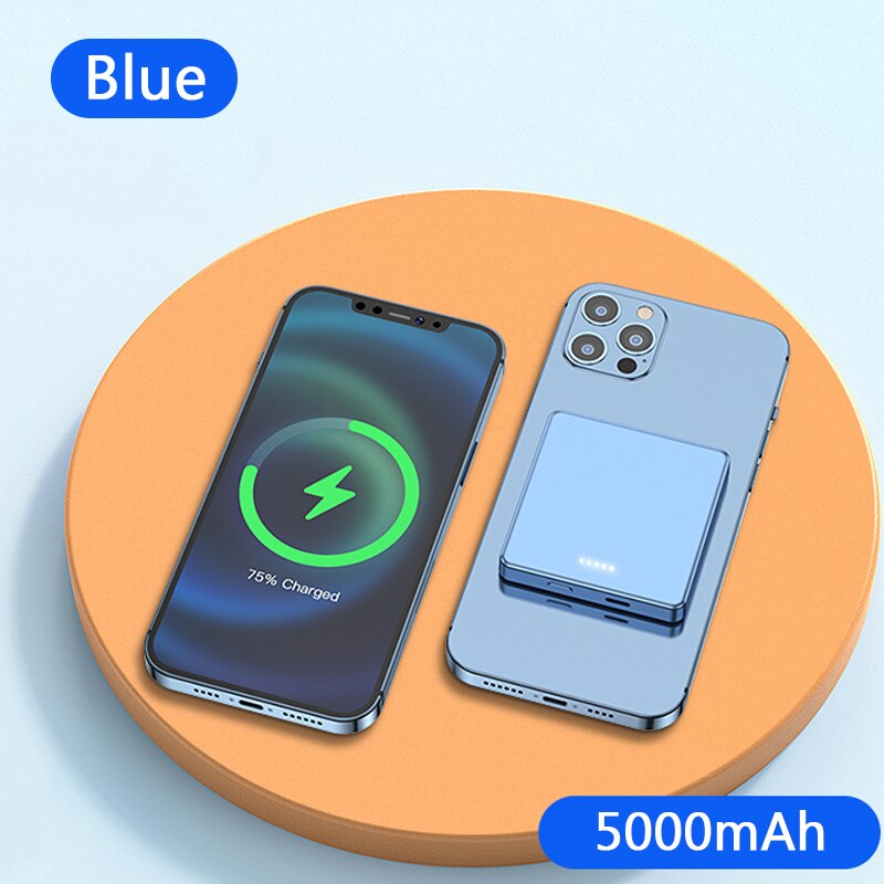 15W Magnetische Power Bank Snelle Oplader Voor Magsafe Draadloze Opladen Draagbare Mobiele Telefoon Batterij Voor Iphone12 12Pro Max 12mini: Blauw