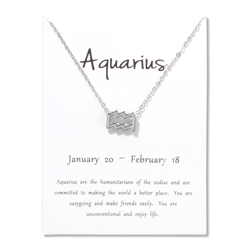 Libra-collar con colgante de 12 Constelaciones para mujer, cadena del zodiaco, joyería de cumpleaños: Aquarius