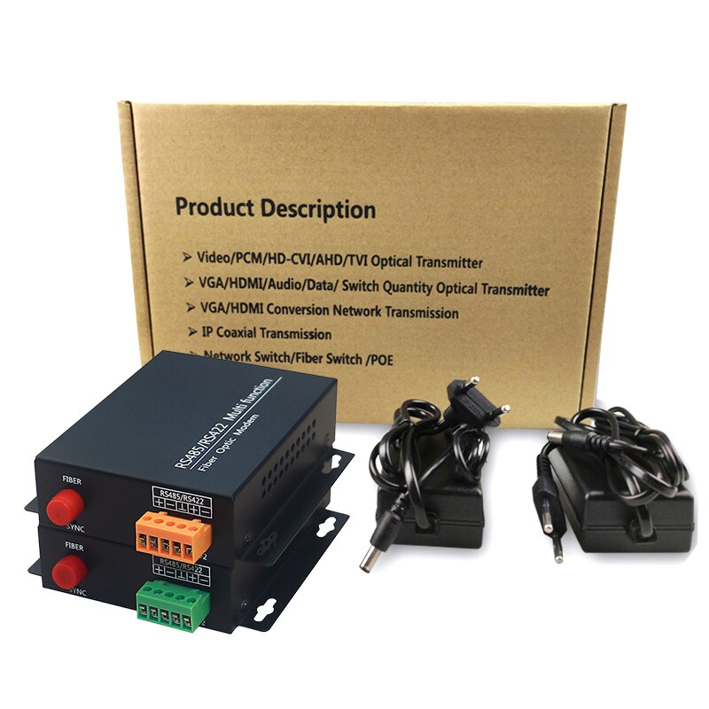 RS-485/RS-422 data port to fiber optic media converter, for industrial automatic control,parking gate system and access control