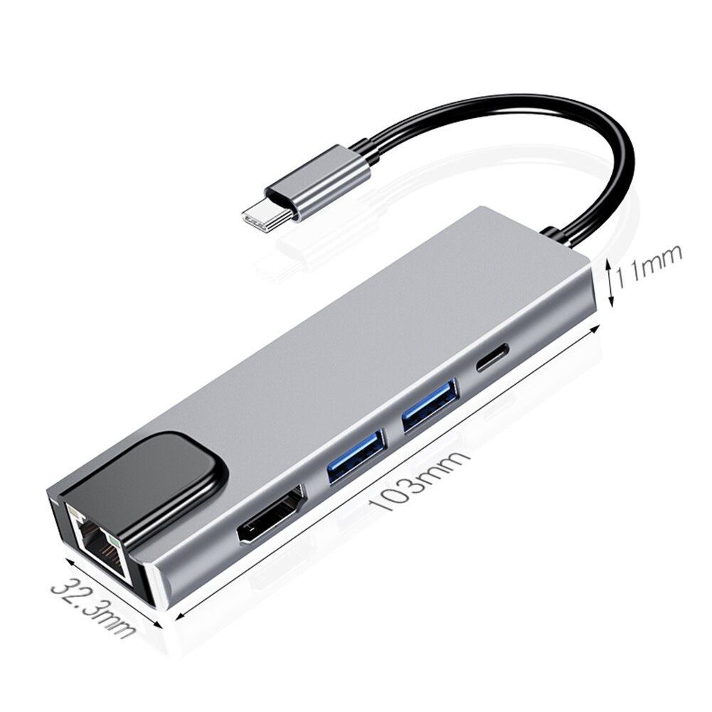 4K Hdmi 1000Mbps RJ45 Adapter Dock Usb C Hub Usb Type C Naar Multi Usb 3.0 Usb Type C Dock Station Hdmi Voor Laptop