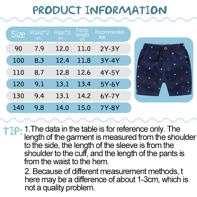 Yilaku garçon été short imprimé pantalons décontractés voile et ancre imprimé kaki et bleu enfants Shorts enfants pantalons de plage CI071
