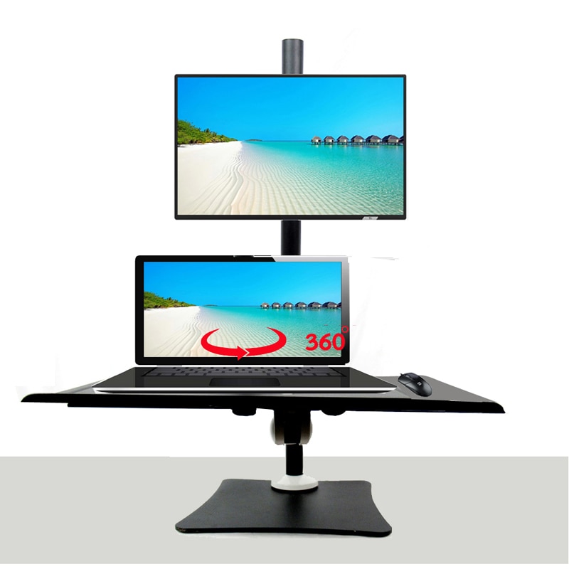 60CM high 10kg big metal base 10"-17" normal lcd monitor mount desk stand+ laptop bracket holder with mouse tray mount