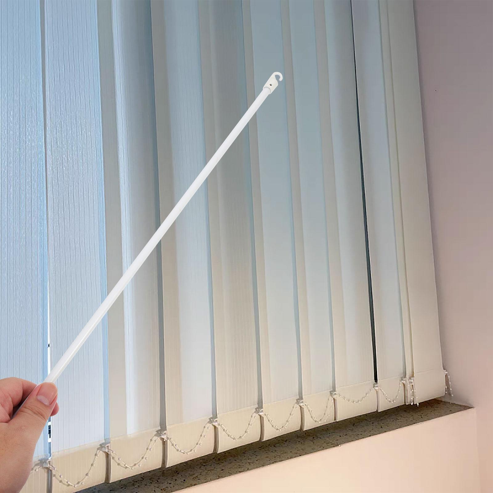 2 Stück 17-Zoll-Vertikaljalousien-Kippstangen aus weißem Fiberglas mit Haken, ausziehbare Vorhänge, Zugvorhänge, Zubehör, einfache Installation