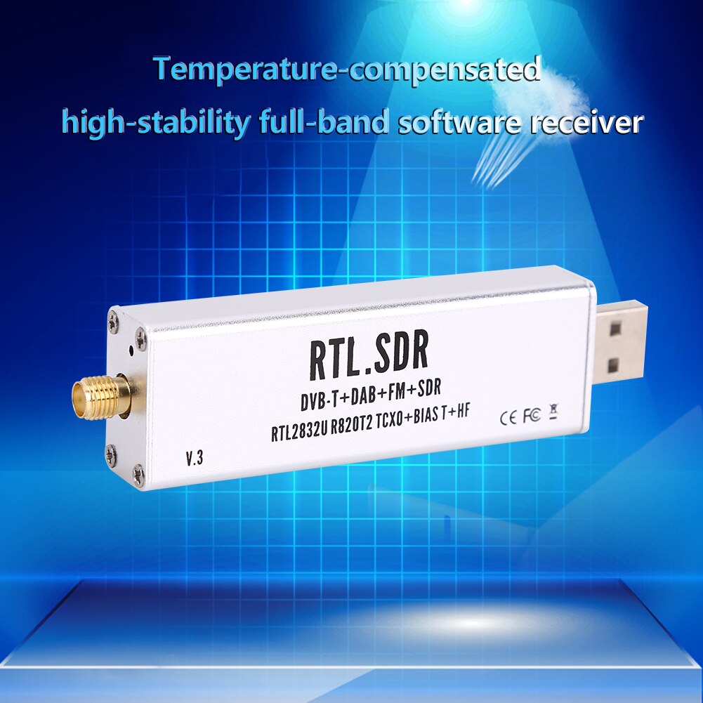 RTL-SDR SDR Receiver RTL Blog V3 R820T2 RTL2832U 1PPM TCXO RTL 0.1MHz-1.7GHz Defined Radio Band With Multipurpose Dipole Antenna