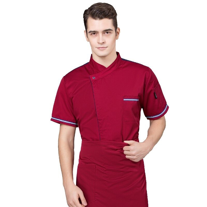 Kjøkken kokk uniform kortermet restaurant kokkens halverme verktøy uniform hvit kjøkkenklær om sommeren
