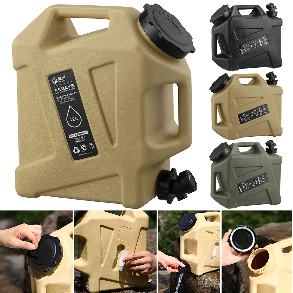12L Camping Watercontainer Outdoor Wateremmer Draagbare Kamp Waterzak met Afneembare Kraan Picknick Drive Watertank