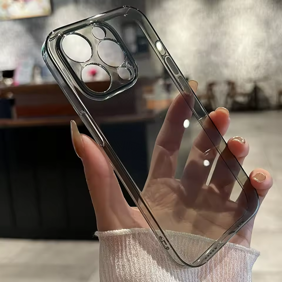 Funda suave de silicona negra transparente de lujo para iPhone 16 15 14 13 12 11 Pro Max Plus Mini funda trasera transparente ultrafina