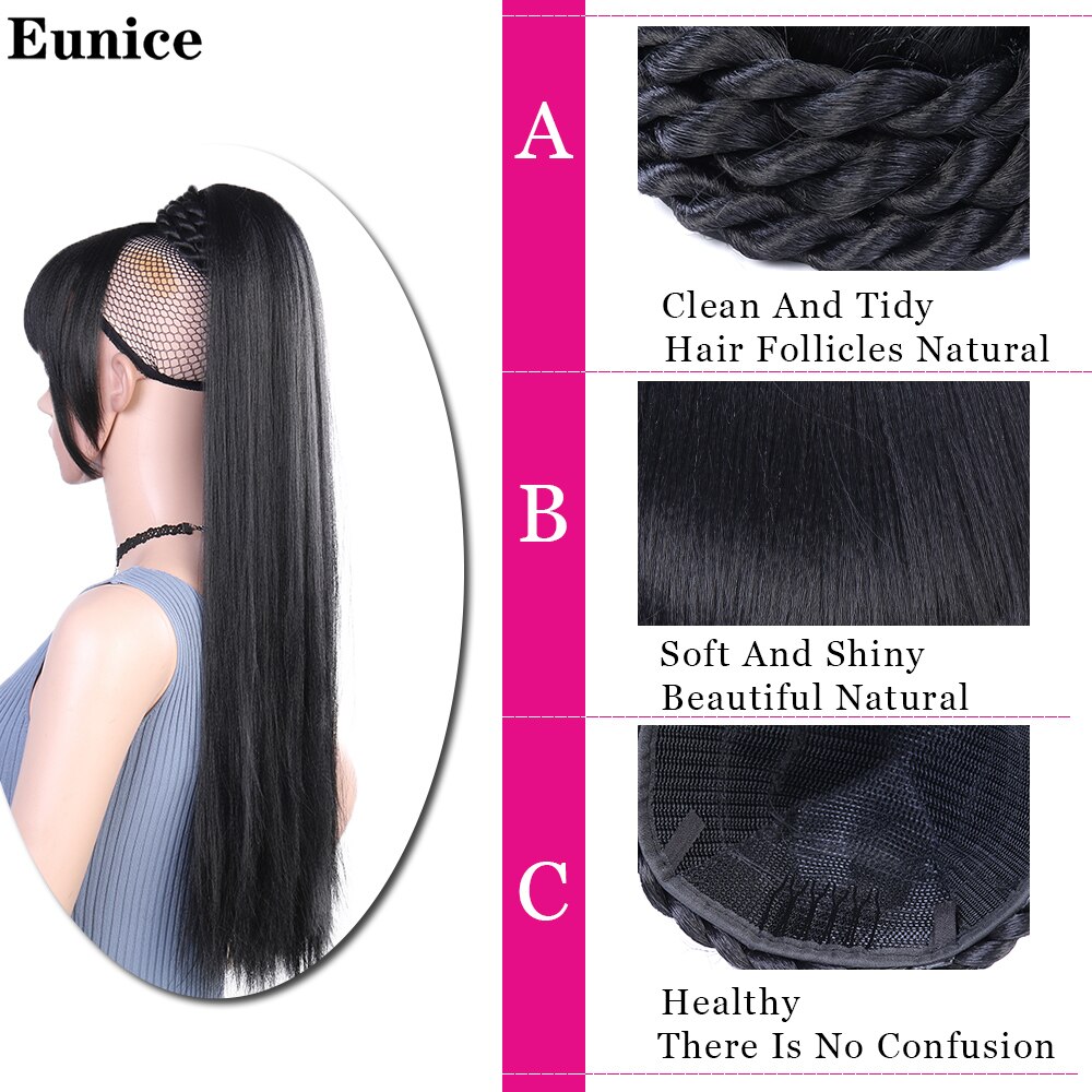 Yaki rak klämma i hårsvans löshår hästsvans med lugg syntetiskt hår hästsvans hårförlängning för kvinnor