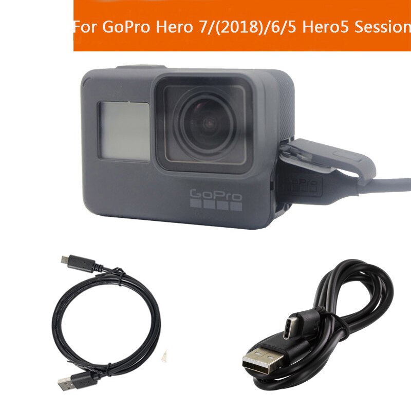 Pour Gopro Hero 7/6/5 charge USB Hero5 Session câble type-c synchronisation données USB câble pour Go Pro Action Sport caméra accessoires