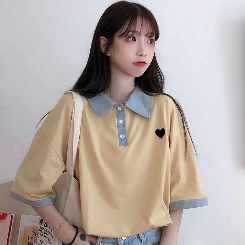 Sommer slanke kvinder poloshirts kortærmede bomuldsskjorter kvinder toppe kvinder t-shirts kvinde toppe solide polo shirts