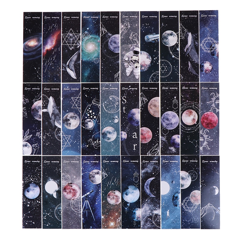 30pcs Roaming space Paper bookmarks Cartoon bookmarks for books/Share/book markers/tab for books/stationery Stationery card