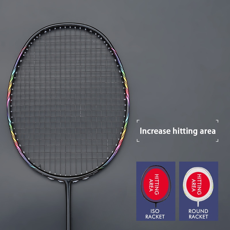 Super Light 8U Full Carbon Fiber Badminton Rackets With Bags String Racket Strung Padel Sports For Adult Kids