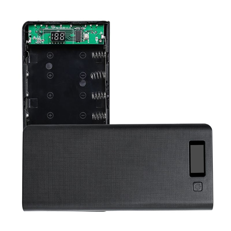 Dual USB 8x 18650 Batteries DIY Power Bank Box Holder Case Charger LED Light Power Adapter For Mobile Phone Tablet (No Battery): Black
