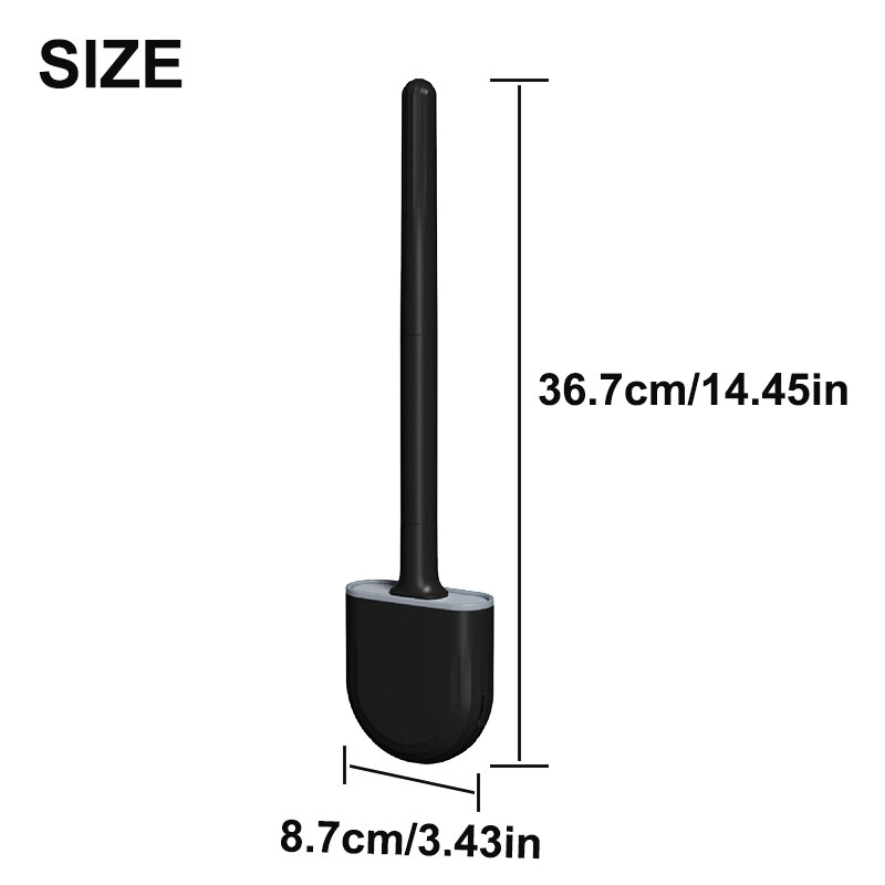 Mini Toilet Brush With Holder Long Handled TPR Black Silicone Toilet Cleaner Brush Wall Mounted Wc Toilet Bathroom Accessories